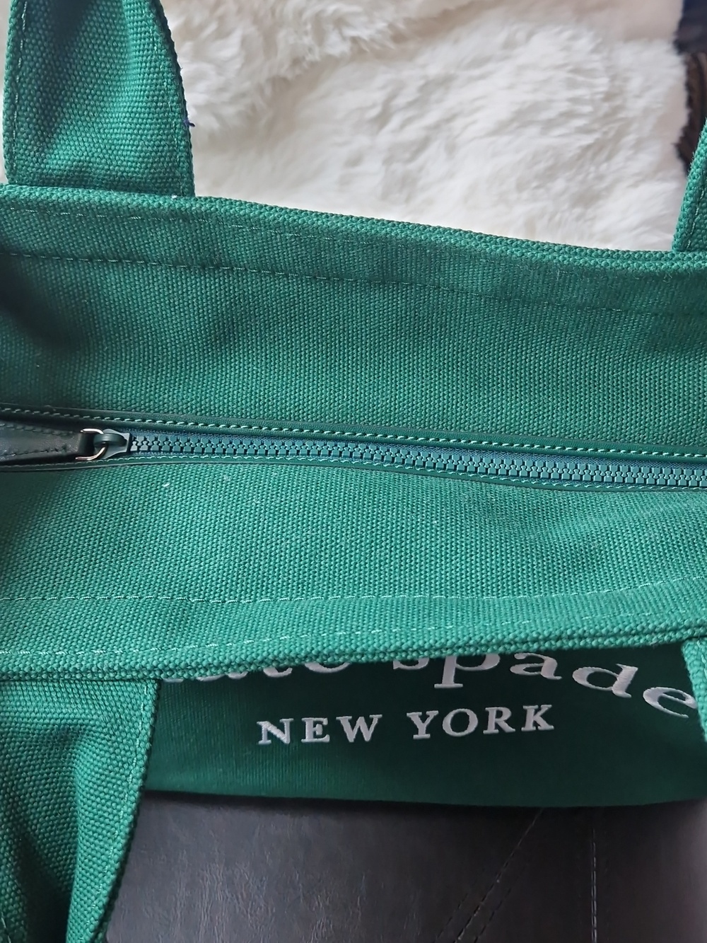 kate spade Large  Green Canvas Tote Bag - Picture 3 of 12